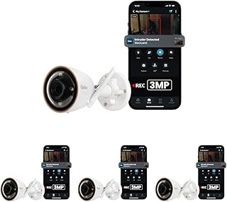 Qubo Smart Outdoor 3MP [2K] WiFi Bullet Camera by Hero Group | Color NightPulse Vision | CCTV cam | AI Person Detection | Smart Spotlight | IP66 Weatherproof | Made in India (Pack of 4)