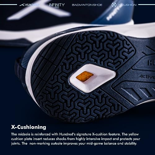 Image of Hundred Infinity Pro Badminton Shoes (Non Marking) | Also Perfect for Squash, Table Tennis, Volleyball, Basketball & Indoor Sports | Lightweight & Durable | X-Cushion