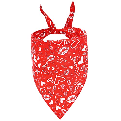 Valentine's Day Cute Dog Bandanas - 2Pcs Birthday Gift Washable Heart Printing Red Pink Dog Bib Double Reversible Scarf Adjustable Accessories For Small To Large Dog Puppy Cat #TOP5