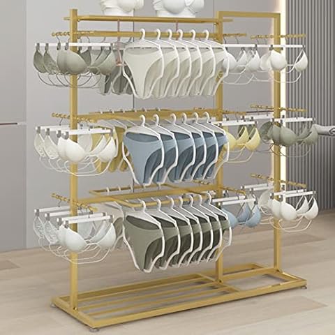 Clothes Retail Heavy Duty Metal Hanging Garment Racks, Clothing Store Metal Hanger Storage Shelves Double Sided Display Stand, Underwear/Bra/Swimsuit/Sock Organizer shelf, Jewelry Holder Cover