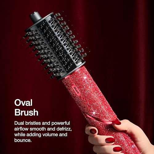 Image of Shark FlexStyle Air Styling & Drying System | Powerful Hair Dryer & Multi-Styler | with Auto-Wrap Curlers, Diffuser, Oval & Paddle Brush, Concentrator Attachment | Red Sparkle | HD442JR