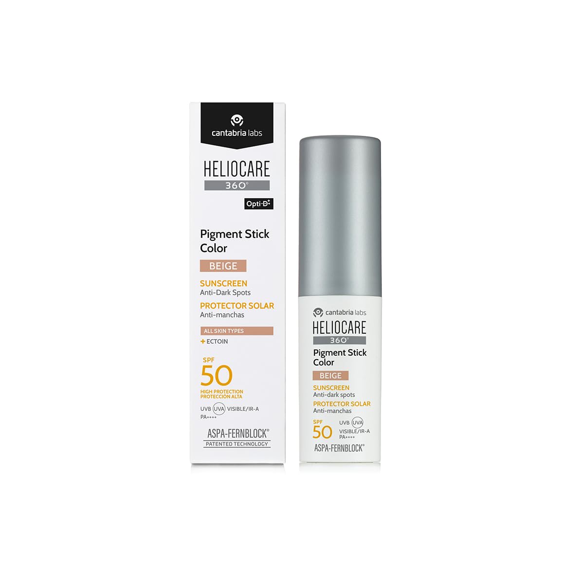Cantabria Labs - Heliocare 360º Pigment Stick Color Beige - Protección Solar Facial con Color - SPF 50+ - Previene, reduce y disimula Manchas - Filtros Minerales - Ideal Todo Tipo de Pieles