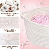 SelfTek Gift Basket Hamper Kit - Hamper Baskets for Gifts Empty with White Rope Basket, Cellophane Wrap, Raffia & Bows Complete DIY Hampers Set for Baby Shower, Birthday, Wedding Gifts - Image 3