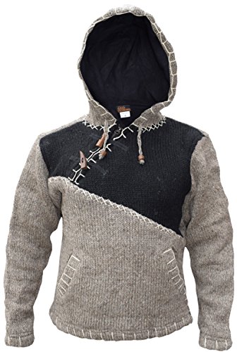 Gheri Cross Zip Natural Woolen Winter Festival Knitted Jumper Jacket Hoodie