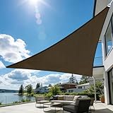 Coonoble 6'x 6'x 6' Triangle Sun Shade Sail Outdoor Patio Canopy, Heavy Duty UV Block Shade Cloth, Sunshade Pergola Covers for Outside Backyard Garden Porch, Customizable, Brown