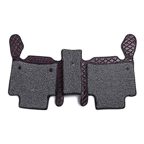 Image of 7D Car Floor Mats || Faux Leather || Waterproof & Washable || Grass Attached || Complete Set Compatible with Tata Harrier - All Models (Black & Red)