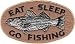Eat, Sleep, Go Fishing - Oval Logo With Striped Bass Fish - Embroidered Iron On Or Sew On Patch