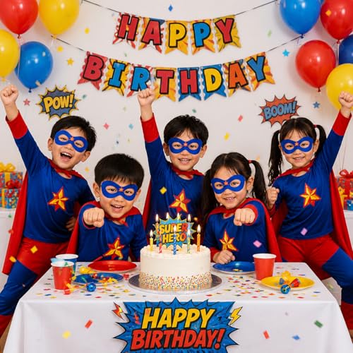 Image of superhero costumes for kids | Blue Red Full Sleeve T-Shirt & Track Pants | Kids Fancy Dress for Birthday Party, School Function for age group 3 to 8 yrs