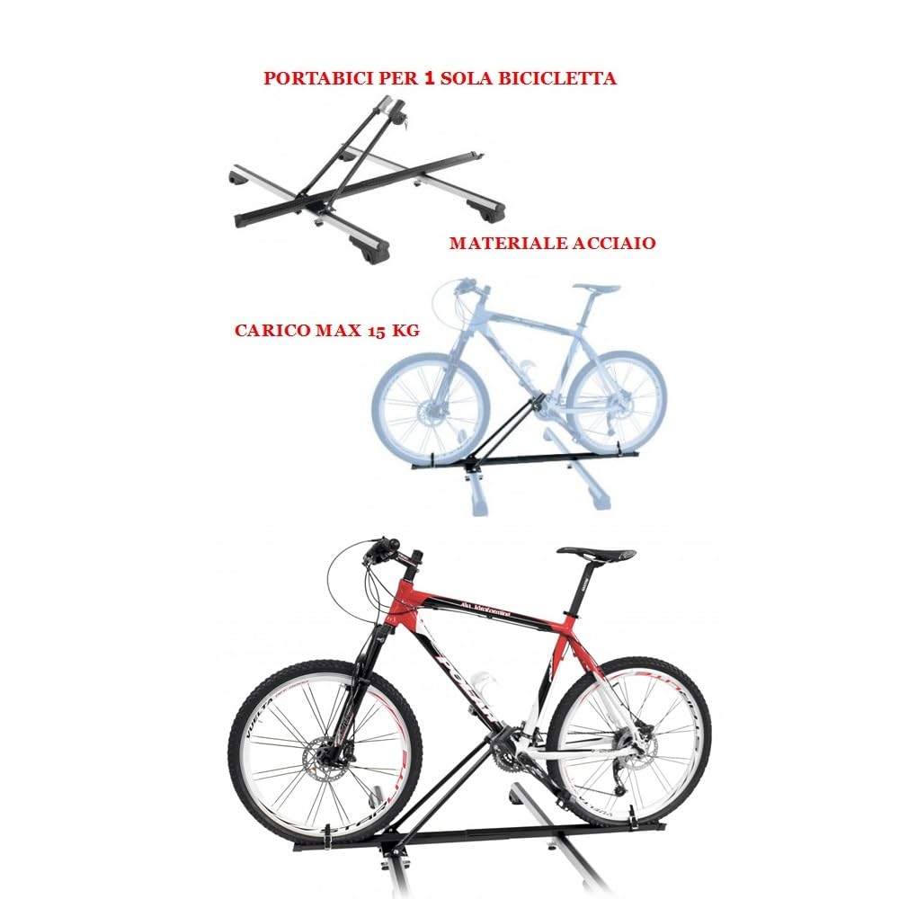 COMPATIBILE CON TOYOTA AYGO PORTABICI DA TETTO AUTO PORTABICICLETTA PER BARRE PORTATUTTO AUTO CARICO MASSIMO 15KG MATERIALE ACCIAIO PORTA BICI PER 1 SOLA BICICLETTA