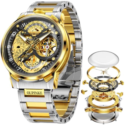 Image of OLEVS GELATU Mens Watch Automatic Tourbillon Wristwatch Skeleton Mechanical Self Winding 50M Waterproof Sapphire Crystal Square Male Watches Yellow /White /Black /Green