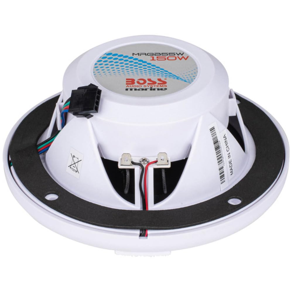 Kit Set para Boss Audio Systems MRGB55W 2 Altavoces coaxiales de 5,25" 13,3 cm 2 vías, 75 vatios rms 150 vatios máx, 4 ohmios, Resistentes al Agua, con led RGB, el par + Mando a Distancia Gratis
