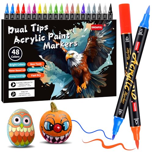Image of Acrylic Paint Pens Markers, 48 Colors Dual Tips Waterproof Paint Markers