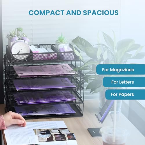 Image of The Better Home 4 Tier Office Files Storage Organiser | Multipurpose Storage Rack For Office, Reception Table | Desk Accessories Durable Metal Mesh Design