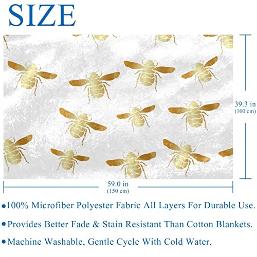 Couverture chaude lit canapé plaid abeille dorée 150x100 cm