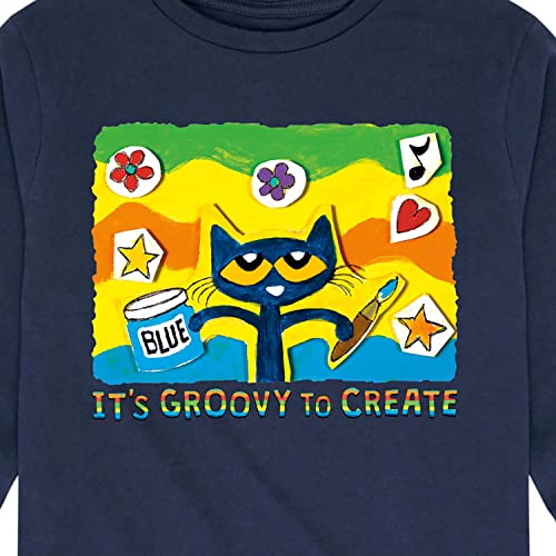 Pete the Cat - Groovy to Create - Toddler and Youth Long Sleeve Graphic T-Shirt - Size 3T Navy3