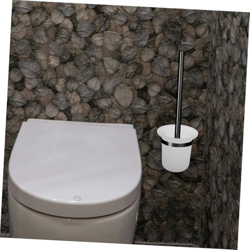 Porte-brosse de toilette en verre dépoli blanc avec support antidérapant chic