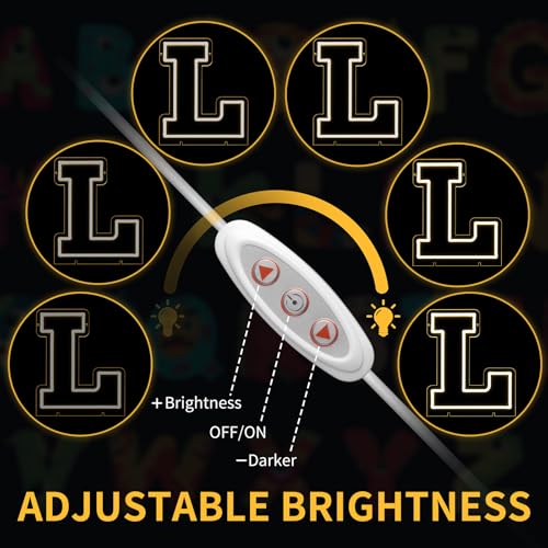 Image of Light Up Letters L, Led Marquee Letter Lights Neon Sign, 13.9 inch Height Decorative Lighted Alphabet Number, Battery /USB Powered Led Letters Lights for Wedding, Birthday, Party, Christmas or Home Decor
