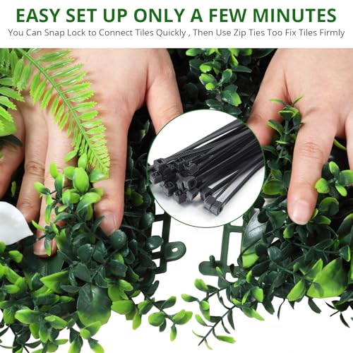 20"x20" Artificial Grass Wall, 6Pcs Hedge Panels with 100 Zip Ties, Hedge Panels, Artificial Grass Backdrop for Outdoor, Indoor, Garden, Backyard and Décor