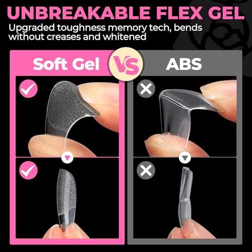 Image of UNA GELLA Short Coffin Nails Tips, 504pcs No c Curve short Coffin Gel Press On Nails Pre Etched For Women Acrylic Nail Extension Full Cover Home Salon 12 Sizes