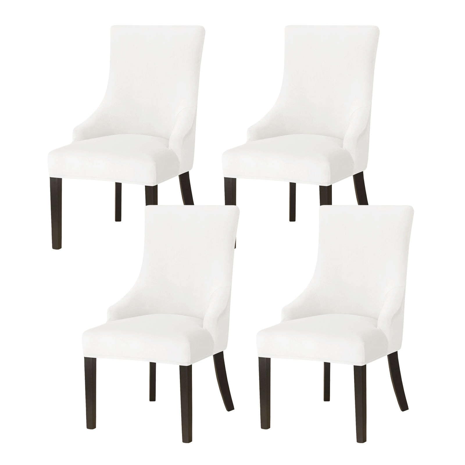 Jhld Cream Velvet Wingback Side Chair Slipcover, Armless Wingback Chair Cover Stretch Soft Sloping Armchair Covers Removable Washable For Dining Room Banquet-4 Piece
