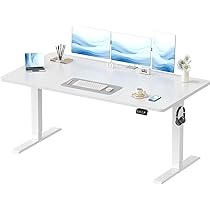Devoko 160×70 cm Scrivania Regolabile in Altezza, Elettrica per Lavoro in Piedi, Ufficio e Casa, Standing Desk Scrivania Studio in Casa con Piano Assemblato, Bianco