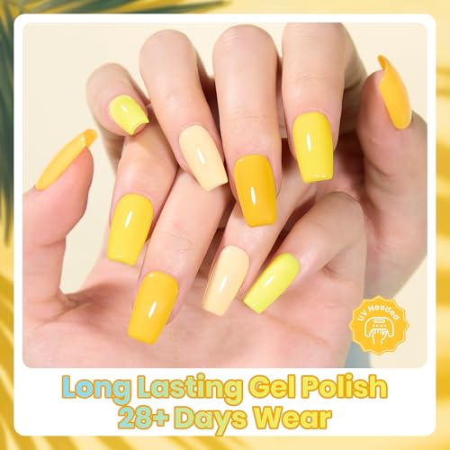 Image of Beetles Yellow Gel Nail Polish Set - Amalfi Holiday, 6 Colors Fall Gel Nail Polish Set, Soak Off UV LED Yellow Nails Art, Long-Lasting Manicure Salon DIY Home Holiday Nails Art