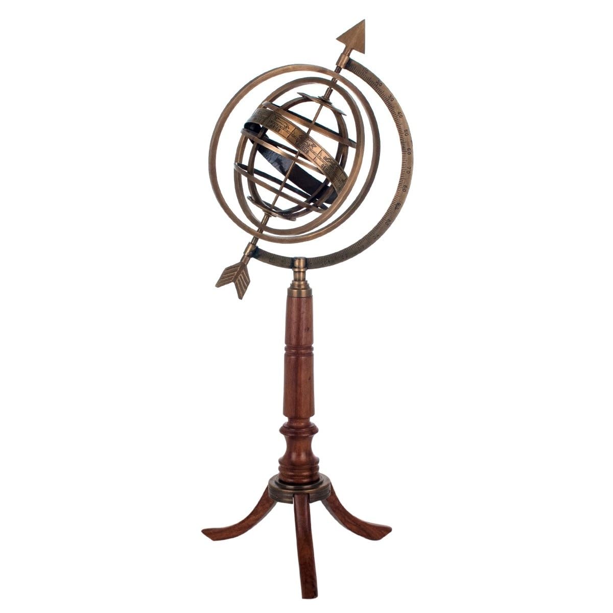 Cadran armillaire laiton doré 59cm pour meuble vide manque de relief