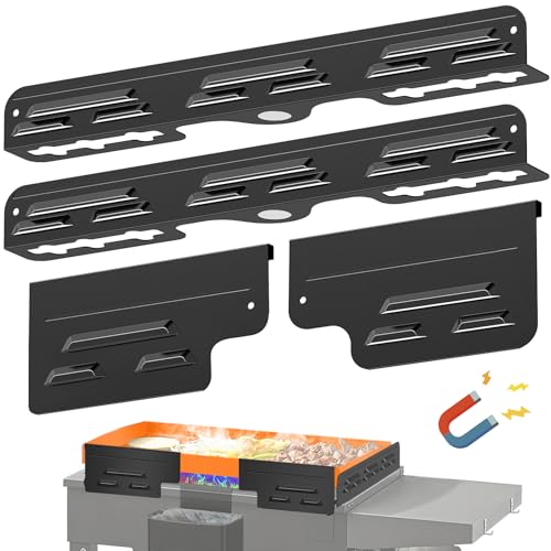 Wind Guards for Blackstone 17 Inch Griddle Magnetic Stainless Steel Wind Screen Blackstone Griddle Accessories for Blackstone Grill Protect Flame Hold Heat Save Gas Compatible with Hood Black