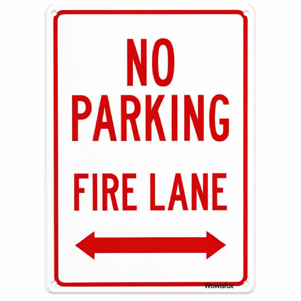 No Parking Fire Lane Sign, 8 x 12 Inch Aluminum with Mounting Holes