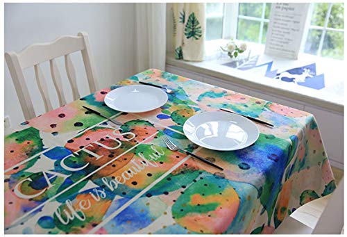 Toile de Fond Décorative Cactus en Coton Lin Moderne et Multicolore - 3