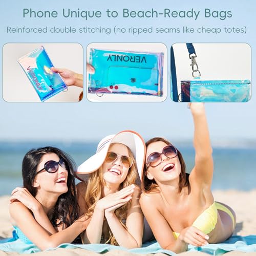 VERONLY Clear Beach Tote Bag for Women Girls Large Waterproof with Pocket for Swim Pool Travel Vacation4