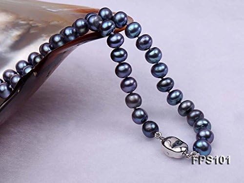 Miniatura 5 de JYX - Juego de collar de perlas cultivadas de agua dulce azul de 7 a 0.315 in, Perla, Perla