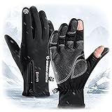 LSAMA Lightweight Cycling Gloves Touch Screen Mountain Bike Gloves Waterproof Full-Finger Thermal Gloves Anti-Slip Warm Motorcycle Gloves Sport Gloves for Biking Riding Hiking Working Gloves Men Women