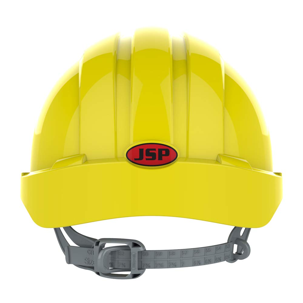 JSP EVO 2 Casque de sécurité avec harnais à cliquet Casque de sécurité industriel EN 397 pour le bâtiment, la construction et les chantiers Jaune (AJE030000200)