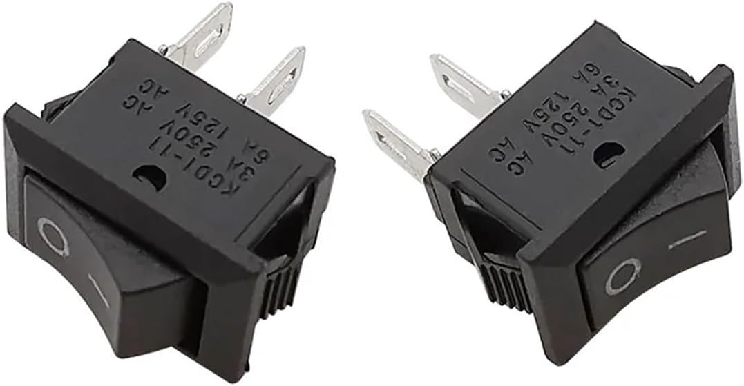 10Pcs KCD1 2 Pin Rocker Switch 10x15mm Push Button Switch SPST 3A 250V AC ON Off Snap-in Boat Rocker Switches Black