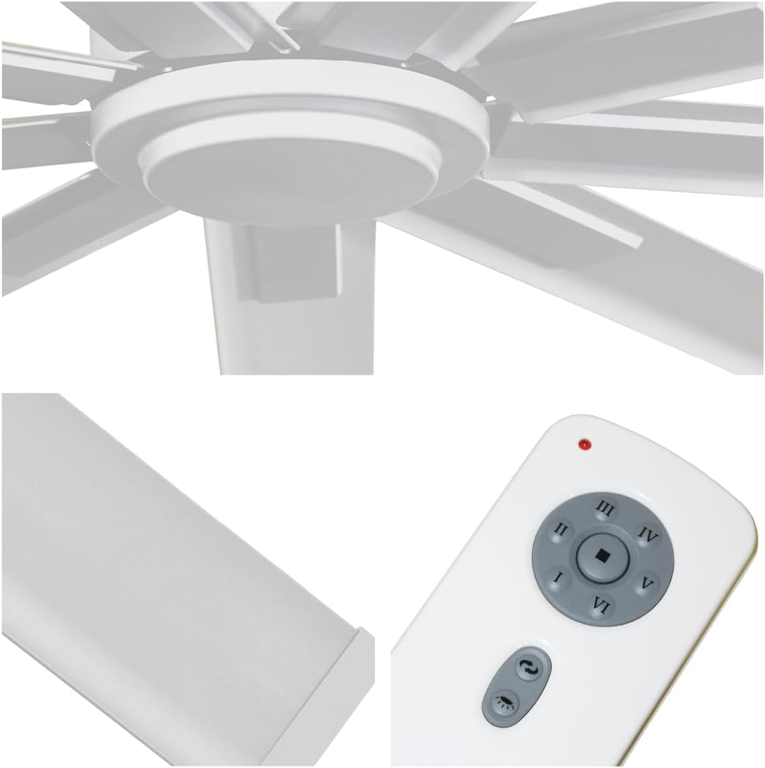 Maxx Air 96"" Modern Industrial Style Ceiling Fan, Perfect for Warehouse, Home, Barn, Great Room. 6 Speed With Remote. New For 2026. 96UPS (White)