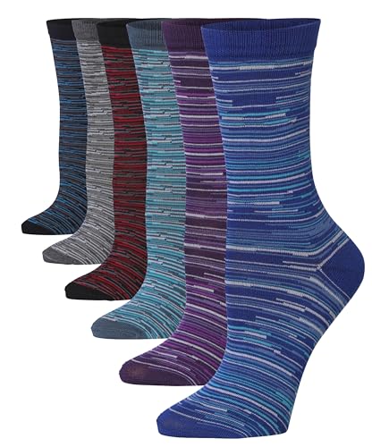 Image of Tipi Toe Women's 6-Pack Funky Crew Socks | Colorful Fun Patterned Novelty Dress Socks, Sizes 9-13