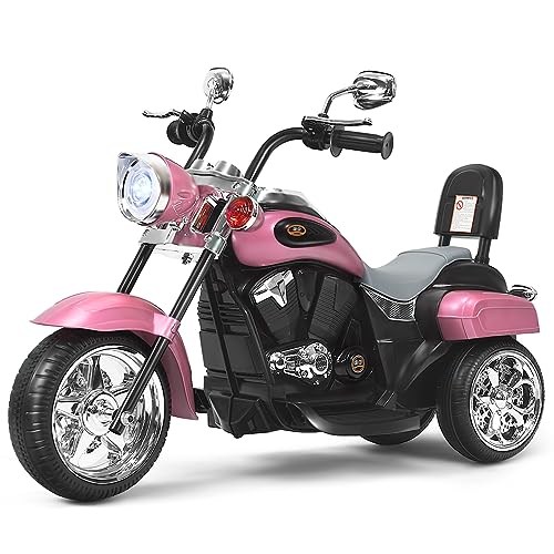 COSTWAY Moto Electrica Niños, Motocicleta Eléctrica 6V para Niños, 91 x 48 x 64 cm, Moto Montable de Batería con Música, Marcha Adelante y Atrás, Faros Regulables, Diseño Llamativo (Rosa Ligero)