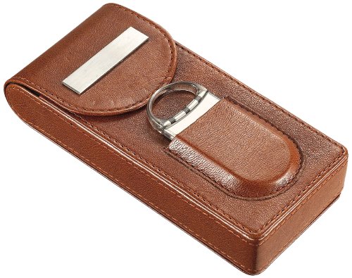 Visol Caldwell Brown Leather Cigar Case with Cigar Cutter