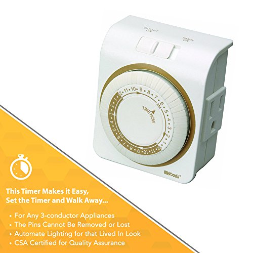 Woods 50001Wd Indoor 24-Hour Heavy Duty Plug-In Mechanical Timer, 1 Grounded Outlet #TOP3