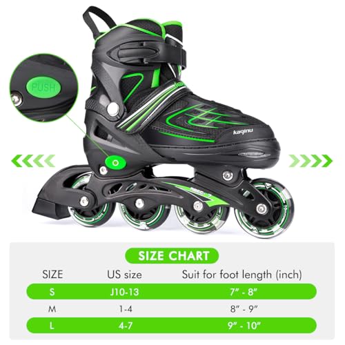 Image of Adjustable Inline Skates, Outdoor Blades Roller Skates with Full Illuminating Wheels for Kids and Adults, Women, Girls and Boys