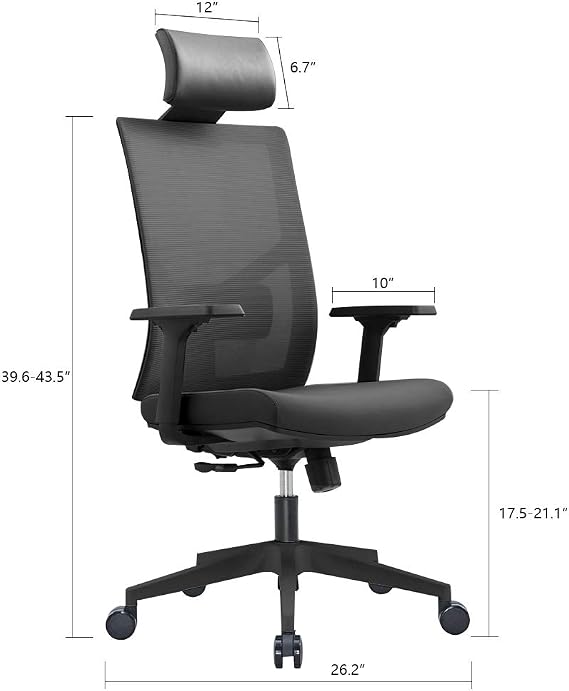 Ergonomic Multi Function Mesh Office Chair with Lumbar Support, Adjustable Armrest, Orange (Without Headrest, Black)