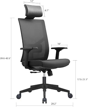 Ergonomic Multi Function Mesh Office Chair with Lumbar Support, Adjustable Armrest, Orange (Without Headrest, Black)