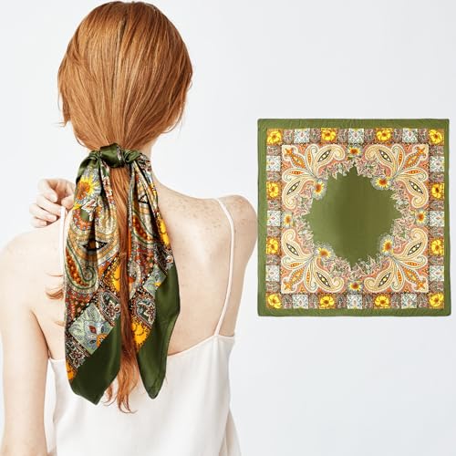 35" Satin Bandana for Women, Large Hair Scarf Square Head Scarf Neck Scarfs Sleeping Wrap for Bag Hair Scarves Gift4