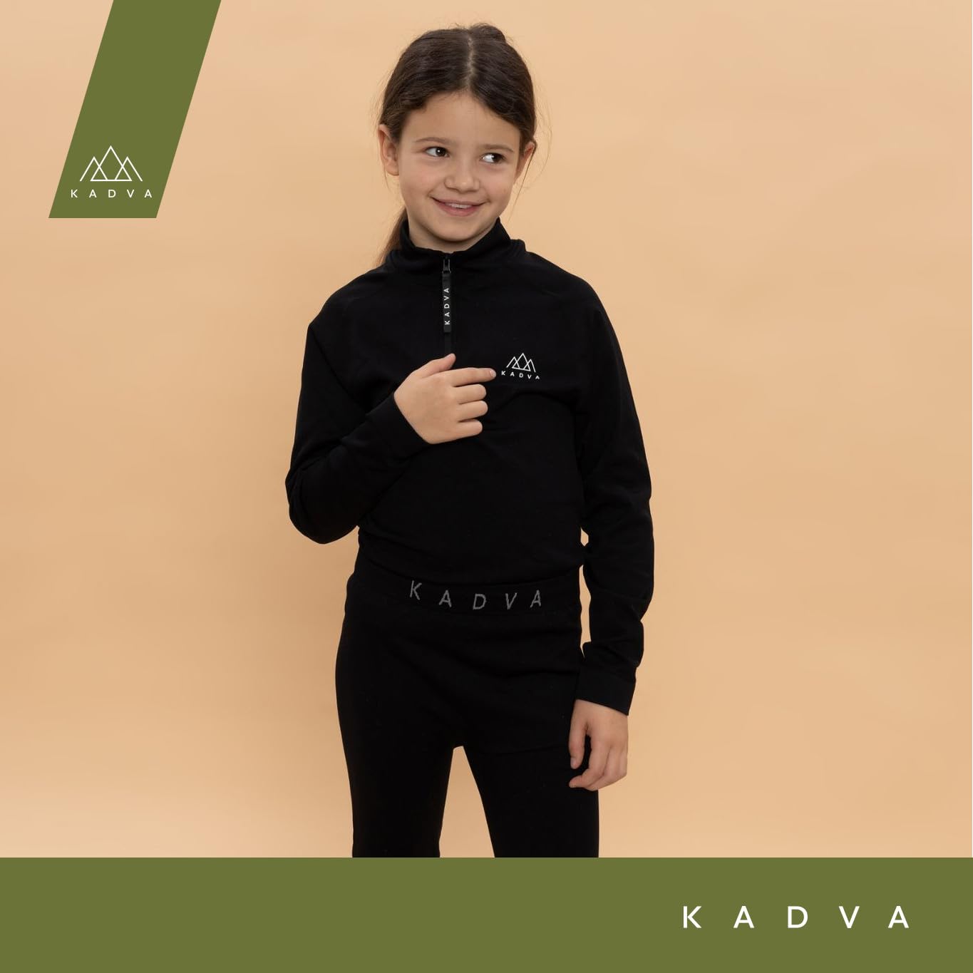 KADVA Komplet Bielizny Termoaktywnej TYROS dla Dzieci Kolor Czarny Rozmiar 152/164 Bielizna na Zimę Reguluje Temperaturę podczas Wysiłku Oddycha i Odprowadza Wilgoć