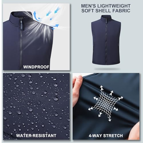 YOUTHUP Mens Golf Vest Outerwear Waterproof Windproof Softshell Vests Zip Up Pockets Sleeveless Jacket Hiking Running Sports3