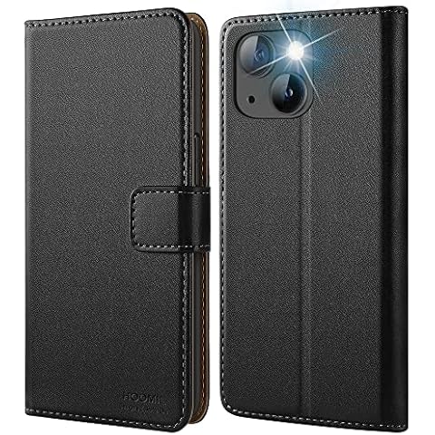 HOOMIL MagFlip Series Designed for iPhone 13 Case, Premium Leather Flip Wallet Phone Case with Card Holder - Black Cover