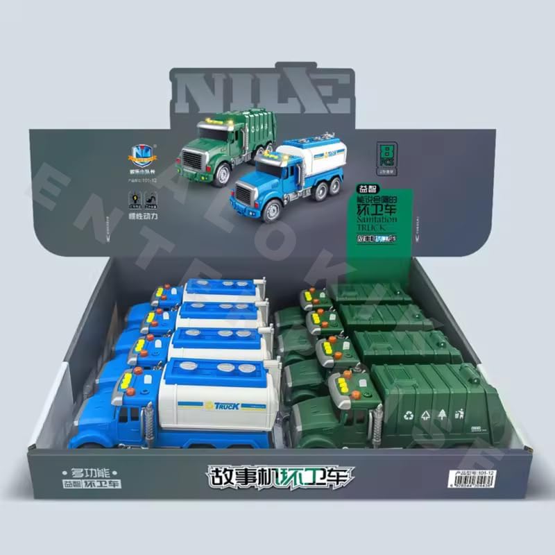 Image of Garbage & Water Dispenser Truck Toys for Boys Large Trash Truck with Trash Can Dumping Function with Lighting and Sound KidsBest Gift (Pcak of 2)