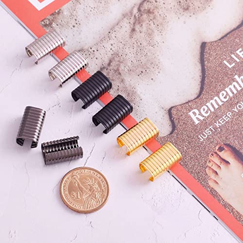 Leather Rope Clip Crimping Cord String Metal Fastener Cord Clamp 3/4" Adjustable Fold Over Crimps End Cap For Leather Cord Diy Making 20Mm 120Pcs (Silver) #TOP3