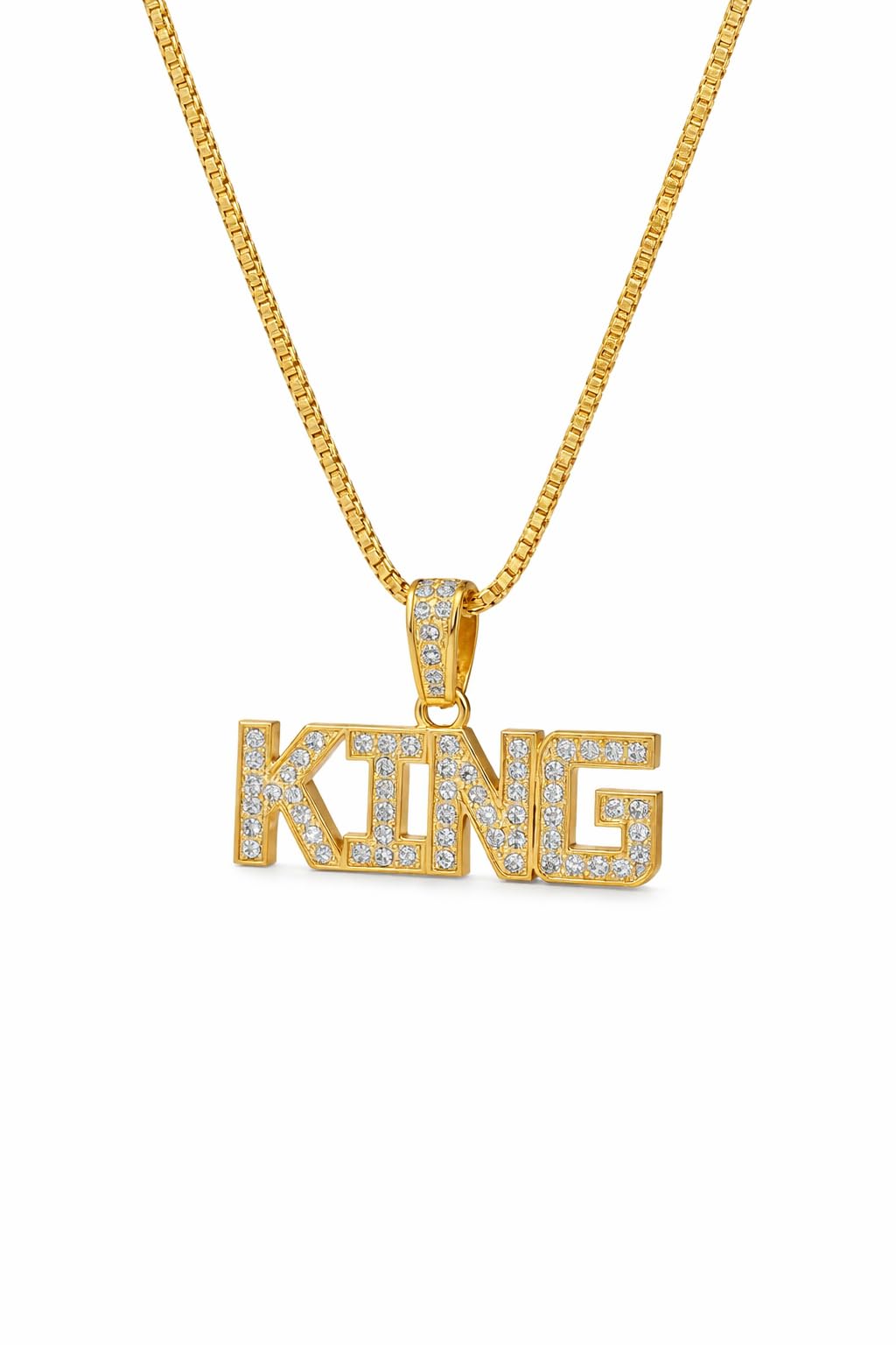 KING Letter Pendant Necklace for Men & Boys – Gold Plated Iced Out Hip Hop King Pendant with Chain | Stylish Rapper Style Bling Stone Studded Necklace | Trendy Fashion Jewelry Gift for Men, Boys & Couples-image-41